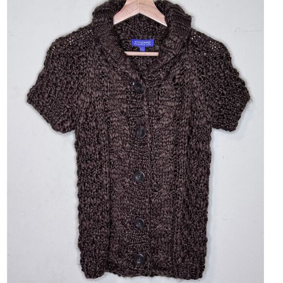 NWT Vivienne Tam Grey Myth Chunky Knit Cardigan Sweater Wool Blend Size: Small - Picture 1 of 3